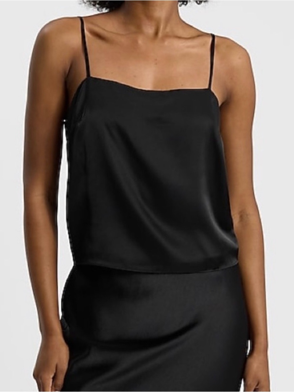 Black Satin Cowl Neck Cami Top XL Adjustable Strap Going Out